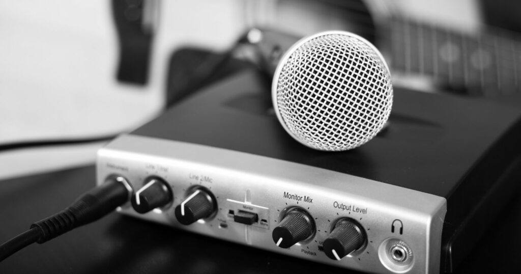 Small Audio Interface With Guitar And Microphone Connections